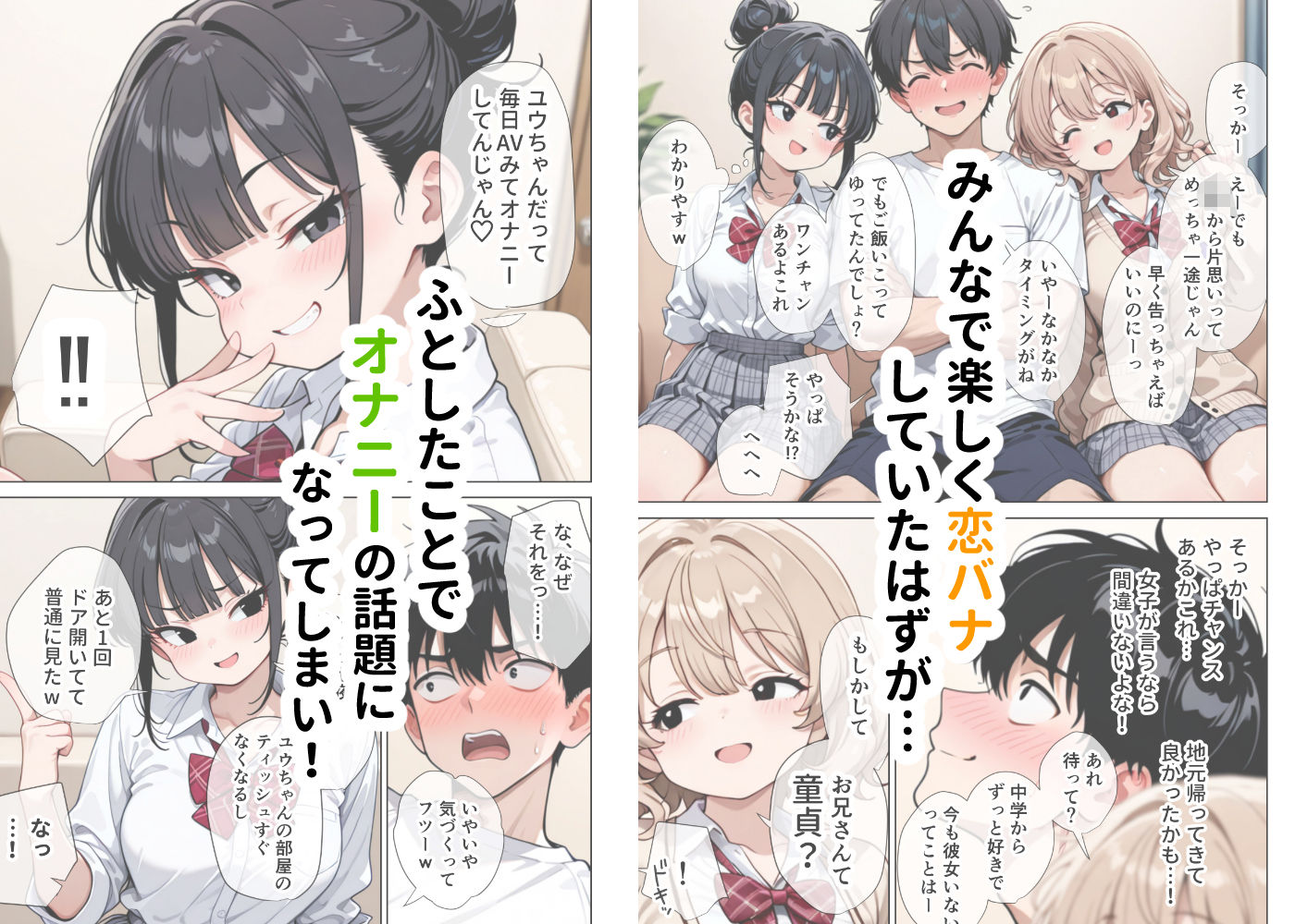 【イけ】【イくな】J●なんかに全然キョーミがない僕を強●勃起させ脳がバグるほど相反責めしてくる甘サド義妹とその友達 無料サンプル画像2